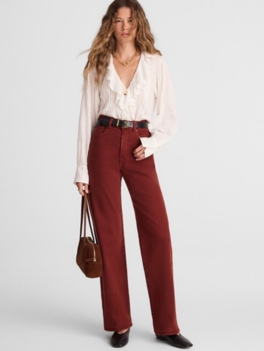 Madewell The Perfect Vintage Wide Leg Jeans Rich Burgandy